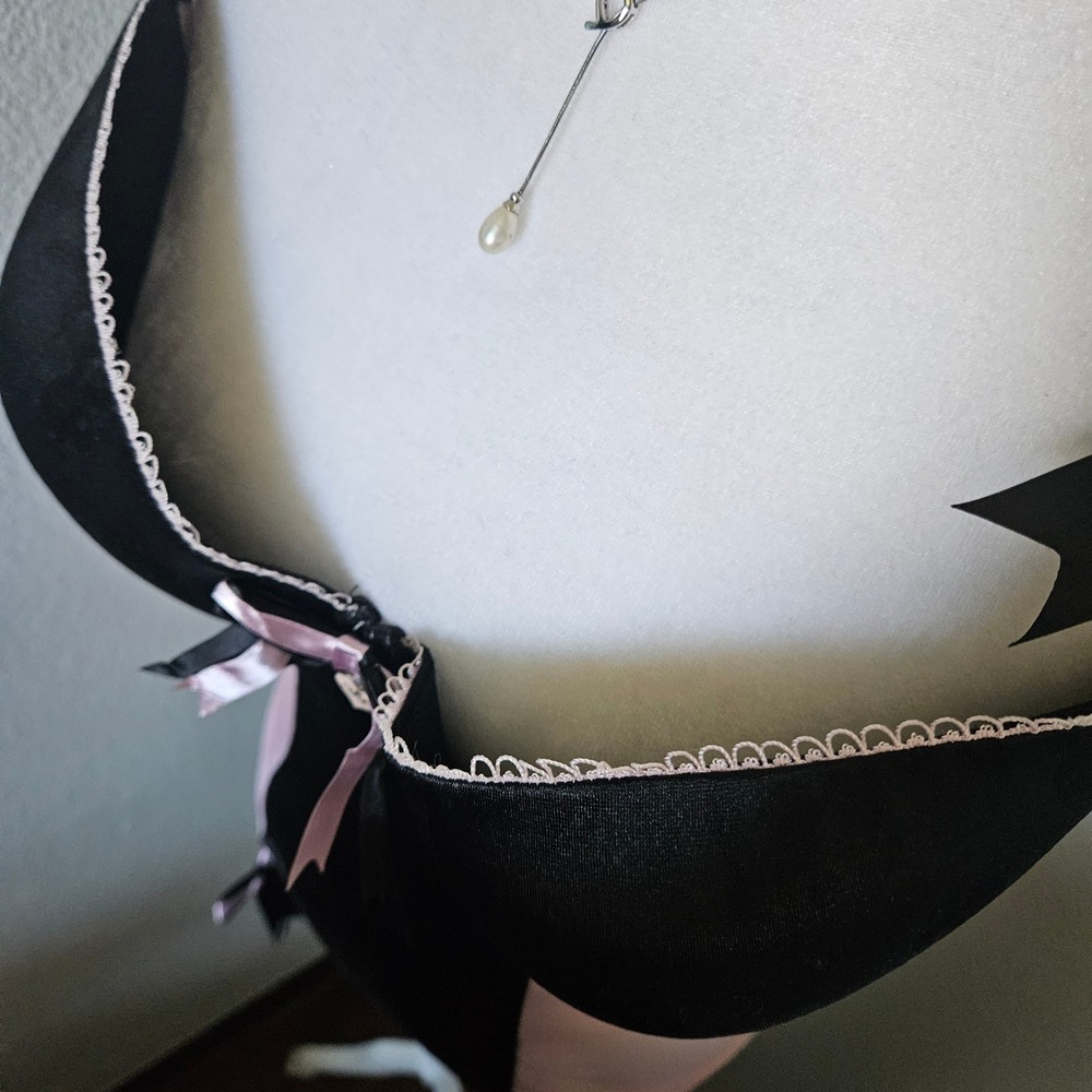 Vintage Playboy Hot Topic Pink Black Satin Ruched Garter Bustier 36D - Picture 4 of 9